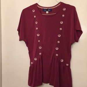 Maroon peasant blouse